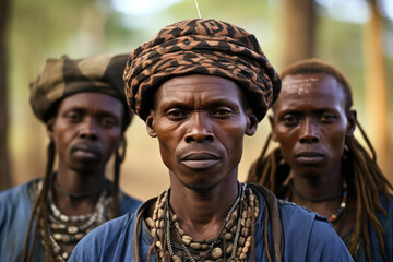local tribal men in Africa village