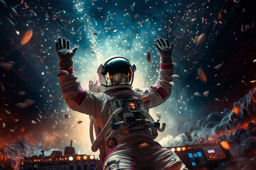 Fototapeta premium 3D rendering of a little girl in an astronaut suit and helmet