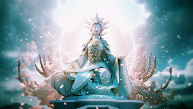 Guanyin, the goddess of compassion and mercy in Chinese Buddhism, Generative AI
