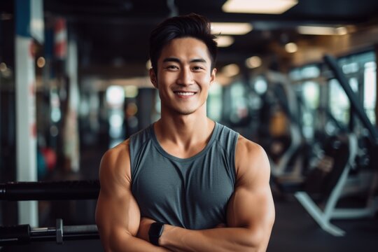 Portrait of One Serious Asian Trainer Alone in Gym. Handsome Focused Coach  Standing with Arms Crossed after Workout in Stock Photo - Image of  portrait, asian: 263414762