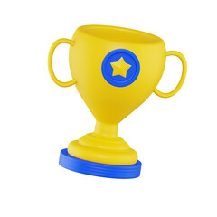 3D gold trophy cup