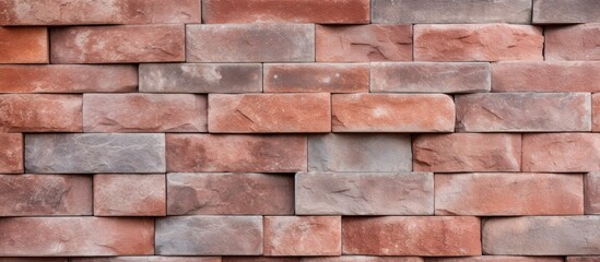 Modern style design with red color pattern on a decorative laterite stone wall surface using cement.