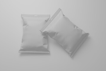 empty white front and back plastic packaging. on a white background