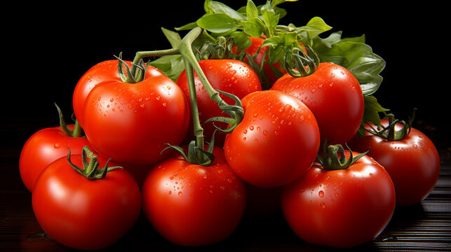 tomatoes on a black background UHD wallpaper Stock Photographic Image