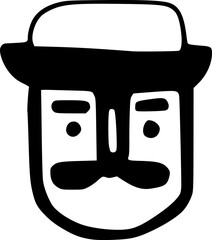 face man cartoon on white background