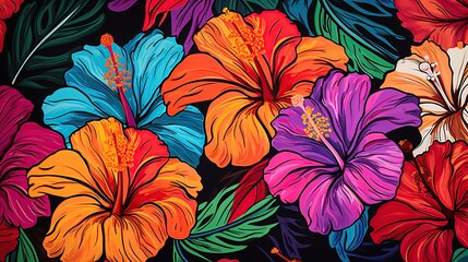 a lively and colorful stylish retro aloha pattern