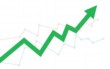 rising up stock market green arrow graph diagram financial business profit progress economic boom chart