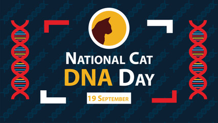 National Cat DNA Day vector banner design. Happy National Cat DNA Day modern minimal graphic poster illustration.