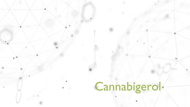 Cannabigerol or CBG molecular structural chemical formula. Futuristic science backdrop. Pharmacology concept