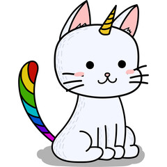 Hand draw unicorn cat character