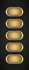 Set of FIVE Premium buttons design, vector illustration design with Golden, Luxury ellipse buttons and premium frame vector illustration