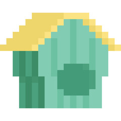 Pixel art bird house icon 3