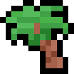 Pixel art cartoon coconut tree icon 