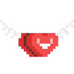 Obraz premium Pixel art cartoon heart character with wings 