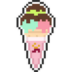 Fototapeta premium Pixel art cartoon ice cream icon 3