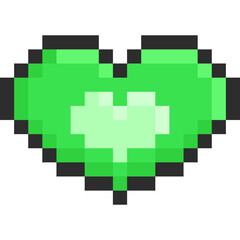 Obraz premium Pixel art green heart icon 2