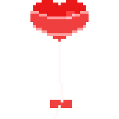 Pixel art heart balloon icon 3