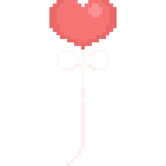 Pixel art heart balloon icon 