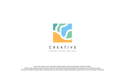 House with sunset or sunrise beach logo design vector illustration.
