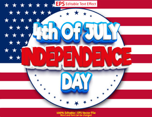 Editable text effect 4th of July Independence Day 3D Cartoon template style premium vector