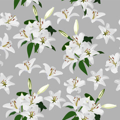 A seamless pattern of Lily flower. vector illustration. flower background.