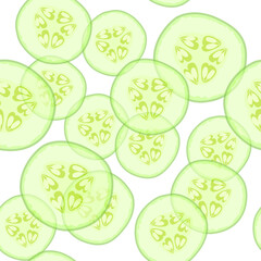 A seamless pattern of sliced cucumbers. vector illustration.