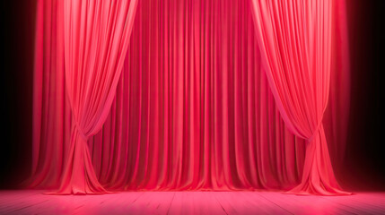 Red stage drapes on a black background