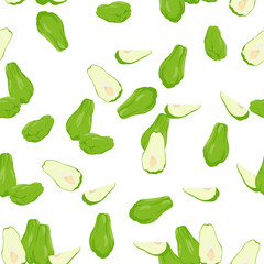 A seamless pattern of Chayote. vector illustration.