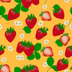 A seamless pattern of Colorful strawberries. vector illustration. fruits background.