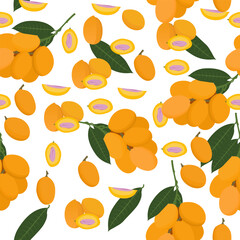 A seamless pattern of Mairan plums. vector illustration. Fruits background.