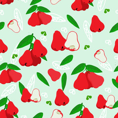 A seamless pattern of Rose apples. vector illustration.
