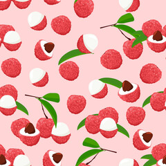 A seamless pattern of Lychees. vector illustration.