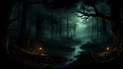 Spooky Forest Halloween Background