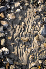 An abstract pattern in a riverside gravel bar, Alaska, USA.
