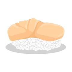 Vector illustration of hotate sushi on white background 