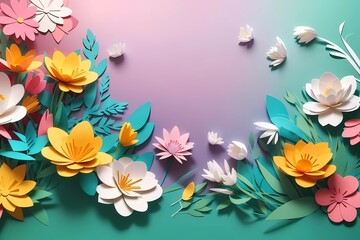 Paper cut spring flowers 