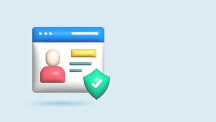 3D Realistic Illustration Approved, Verified, Confirmed Check Mark Profile Papers Icon Isolated.