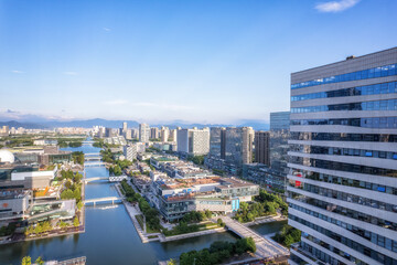Obraz premium Aerial photography of modern urban architectural landscape of Ningbo, China