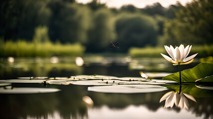 water lily in the pond - Powered by Adobe