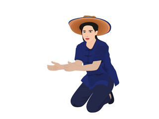 Farmer girl on a white background.