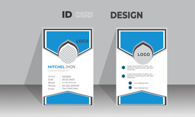 ID Card Template | Office Id card | Employee Id card for your company professional corporate id card template,Modern and clean id card design with realistic mockup agency id card design template vecto