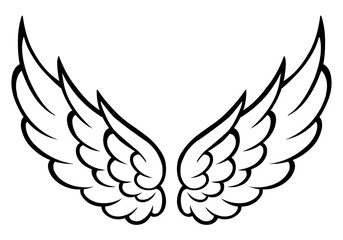 vector angel wings line art style	