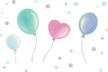 可愛い水彩の風船イラストセット © tantan