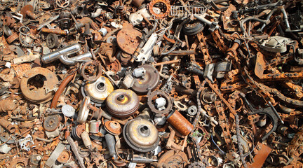 scrap metal, scrap iron in waste and garbage to wait for recycle