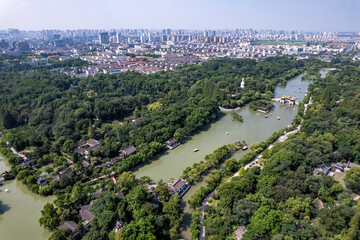 Aerial photography of Slender West Lake Park scenery in Yangzhou, China