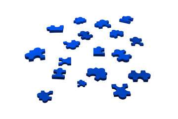 Digital png illustration of blue puzzle elements on transparent background