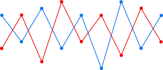 Digital png illustration of blue and red statistics lines on transparent background