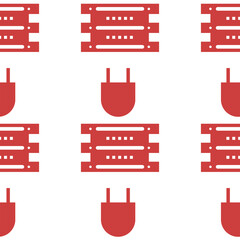Digital png illustration of red electric plug and socket pattern on transparent background