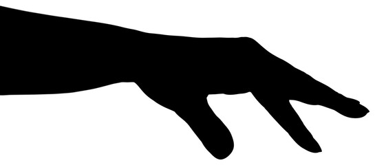 Digital png illustration of black silhouette of hand on transparent background