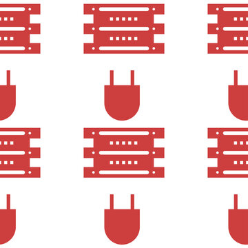 Digital png illustration of red electric plug and socket pattern on transparent background